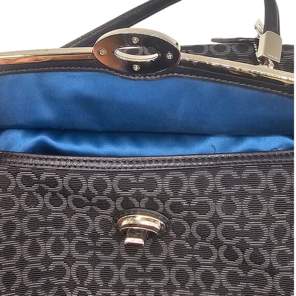 Coach Black Jacquard Monogram Madison Madeline Handbag Satchel Purse - Picture 6 of 7